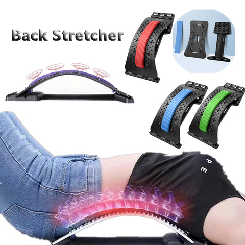 US Back Stretcher for Lower Back Pain Relief, 3 Level Adjustable Lumbar Cracker Board, Back Cracking/Massager Device for Scoliosis, Spine Decompression, Upper & Lower Back Support