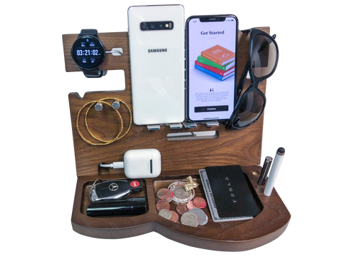 Deskonizer Wooden docking station Charging bedside table Nightstand organizer